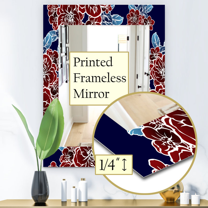 Miroir mural sans cadre floral, H 39,4 po x l 29,5 po