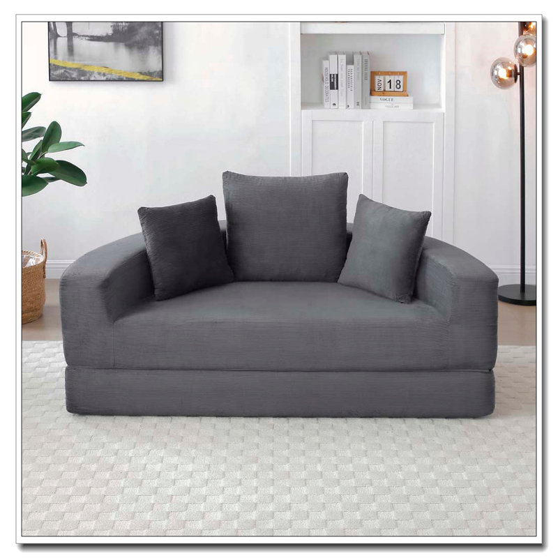 Boneless Convertible Sofa Couch Bed,Multi-Functional,Circular Bed,Adjustable Futon Sofa ,No Assembly Compressed Corduroy Floor Lounge Sofa For Apartment Office Bedroom Living Room