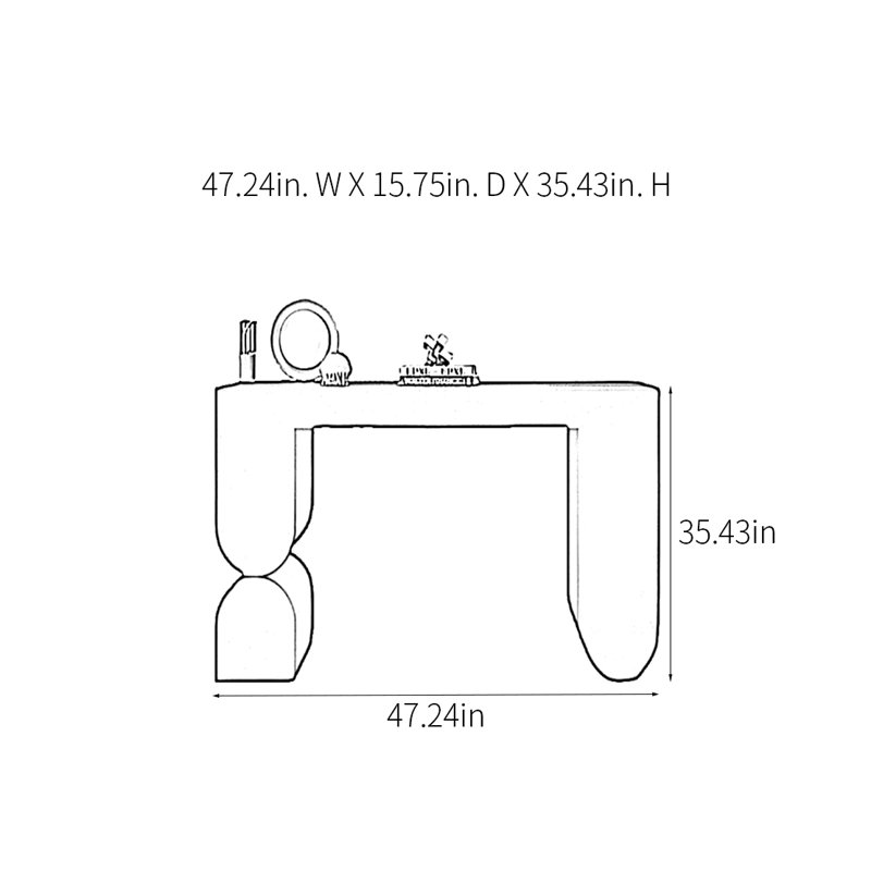 Console moderne minimaliste, Noir, H 35,43 po x l 47,24 po x P 15,75 po