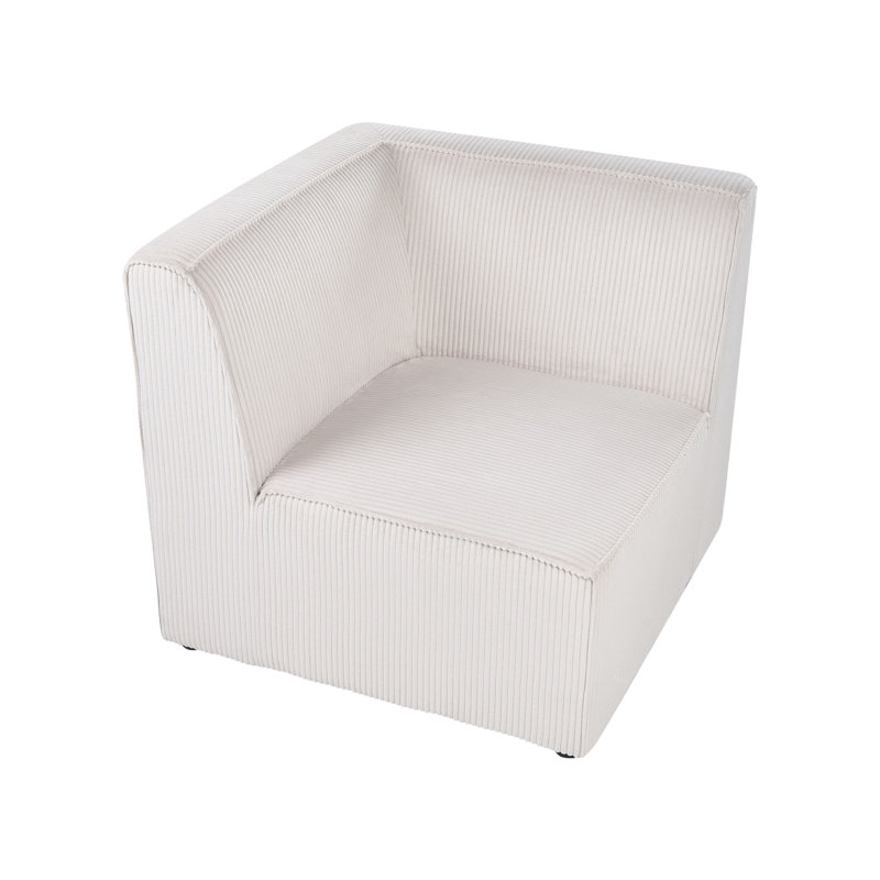 Bertwin 1 Seater Corduroy Sectional, Beige, Left Hand Facing