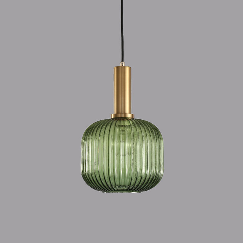 Luminaire suspendu en laiton brossé à 1 lumière Yarlyn, Vert