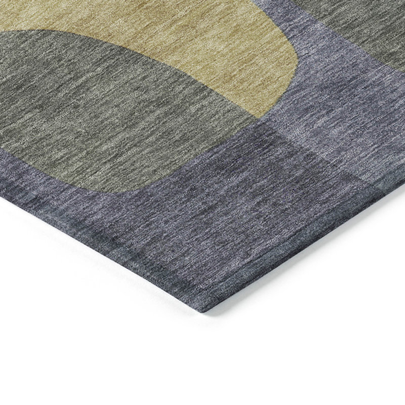 Tapis mauve lavable à la machine intérieur / extérieur Xhevrie, Rond 8 pi