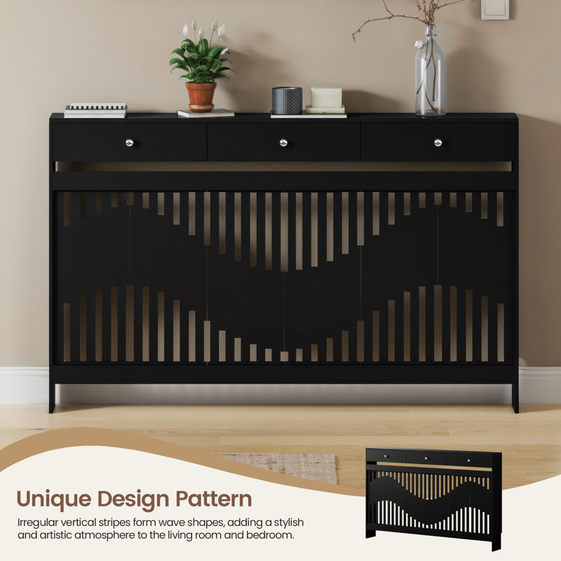 Radiator Cover, 96cm H x 152cm W x 19cm D, Black