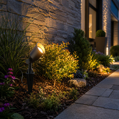2-Pack 12V Low-Voltage Landscape Spotlights with 3W MR11/GU4 LED Bulbs, 2700K Warm White, Black Aluminum Adjustable Waterproof Wired Uplights for Yard, Garden and Trees