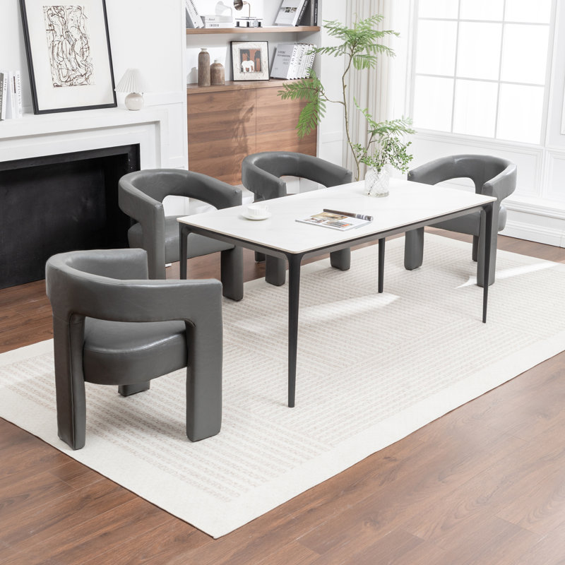 Caleb Upholstered Faux Leather Dining Chairs, Gray