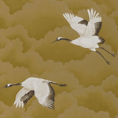Harlequin Cranes In Flight Metallic Wallpaper Roll | Perigold