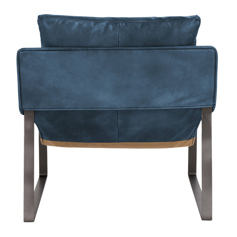 Morgan Accent Chair, Blue Genuine Leather