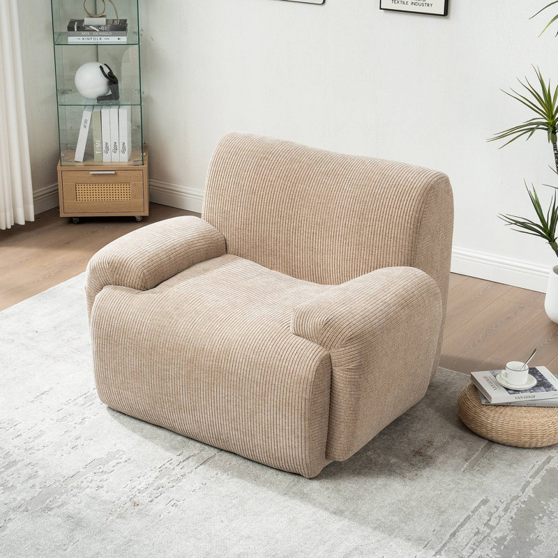 Chaise d'appoint moderne à rayures verticales en chenille rembourrée, canapé-lit simple désossé, fauteuil de lecture confortable avec sièges profonds