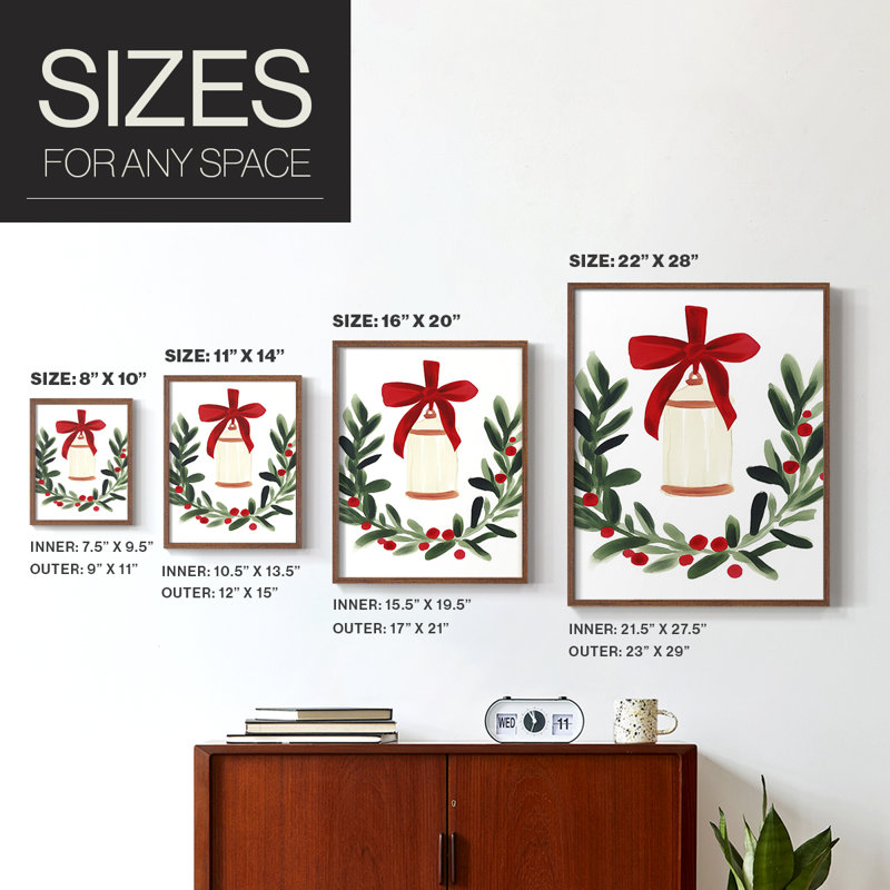 «Christmas Holiday Art», reproduction encadrée CMII, Noyer, H 11 po x l 9 po