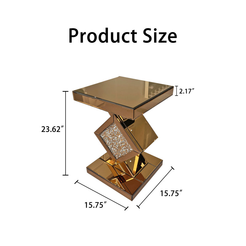 Crushed Diamond Mirrored End Table