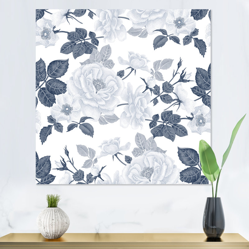 «White Roses In Shades Of Gray I», impression sur toile, H 16 po x l 16 po x P 1 po, Toile tendue