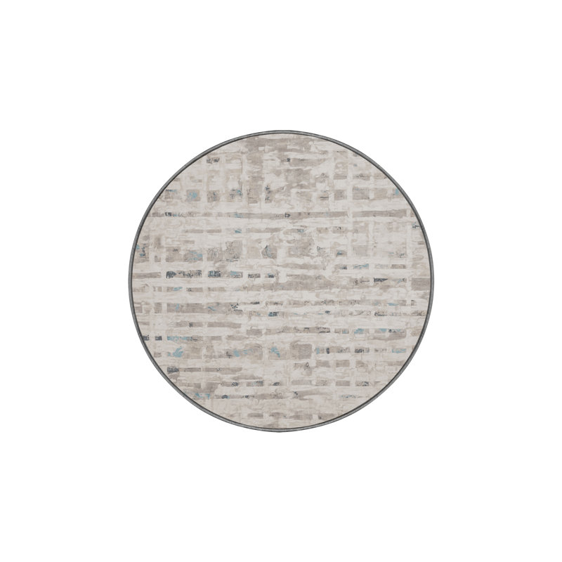 Machine Washable Gray Area Rug, Round 4'