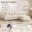 Canapé d'angle modulaire 3 places Chancy en chenille avec pouf amovible, assise profonde avec 6 coussins décoratifs, dossier et accoudoirs arrondis, pieds en bois massif pour salon-1608059956