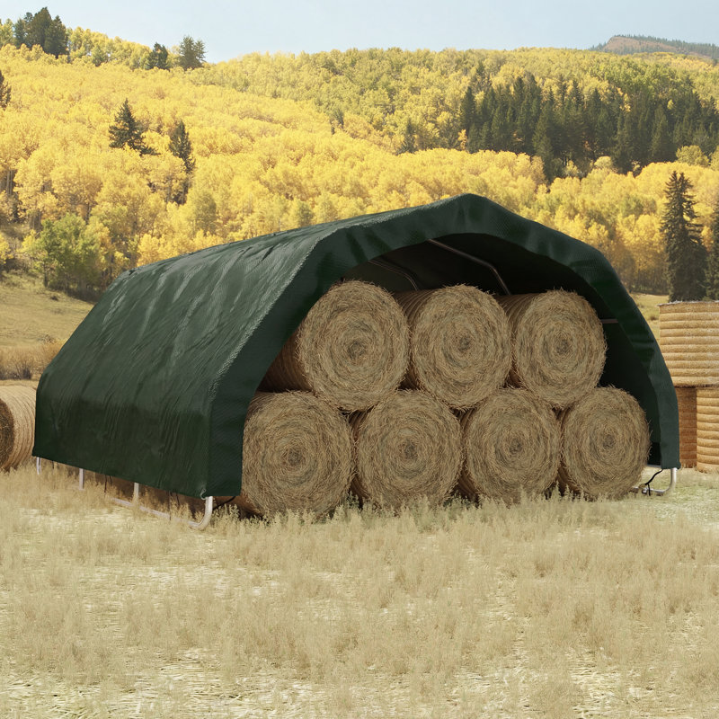 12' X 12' Livestock Corral Shelter with Steel Frame and UV-Resistant Cover, Green