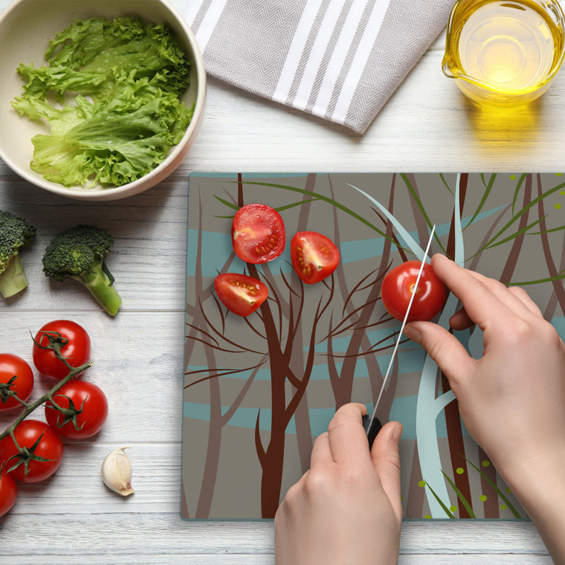 Ambesonne Forest Cutting Board Large Size Bird on Leafless Branch Multicolor
