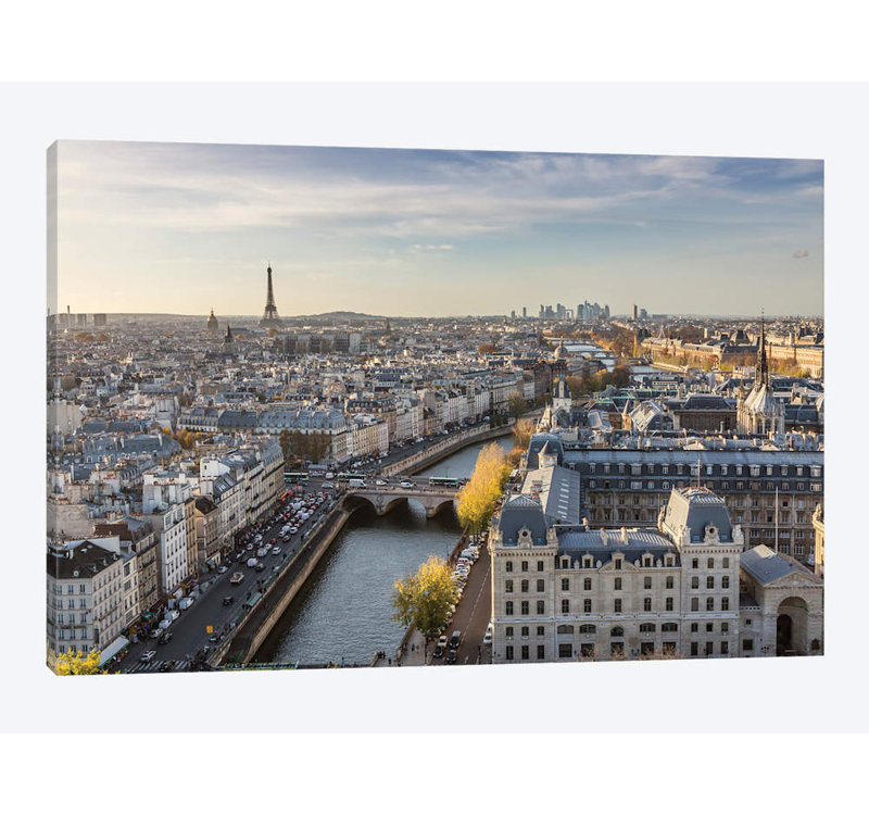 «Tour Eiffel et rivière seine, Paris» par Matteo Colombo, impression sur toile tendue, H 8 po x l 12 po x P 0,75 po