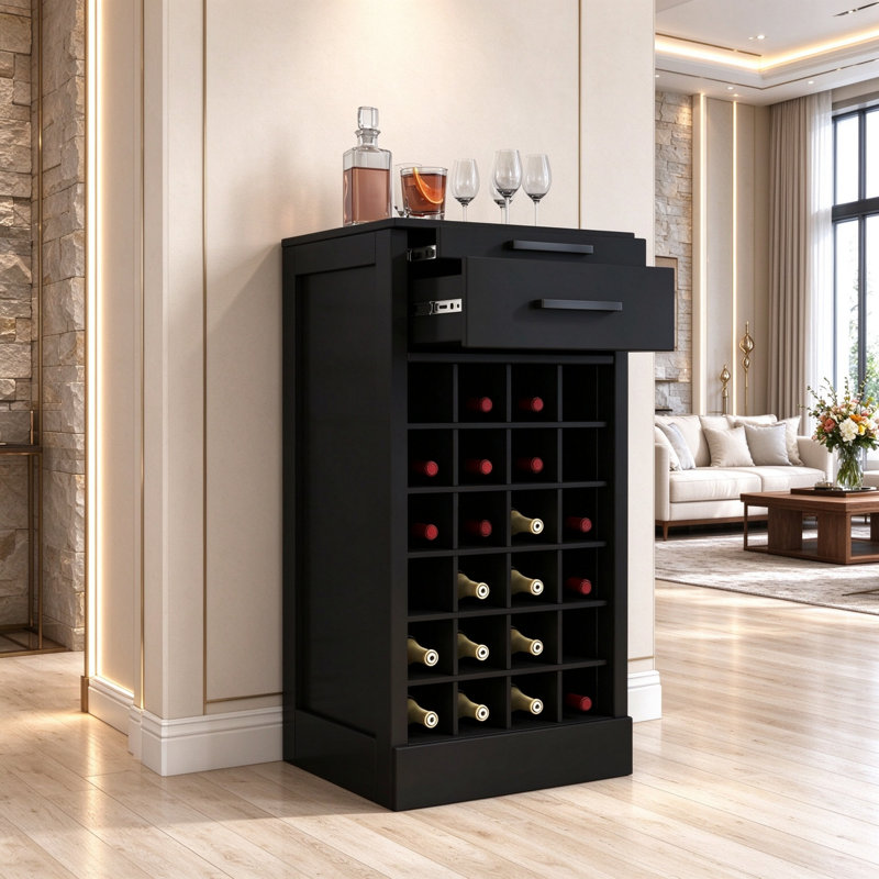 Meuble-bar à vin modulaire noir pour 24 bouteilles, buffet de rangement pour salle à manger, Noir
