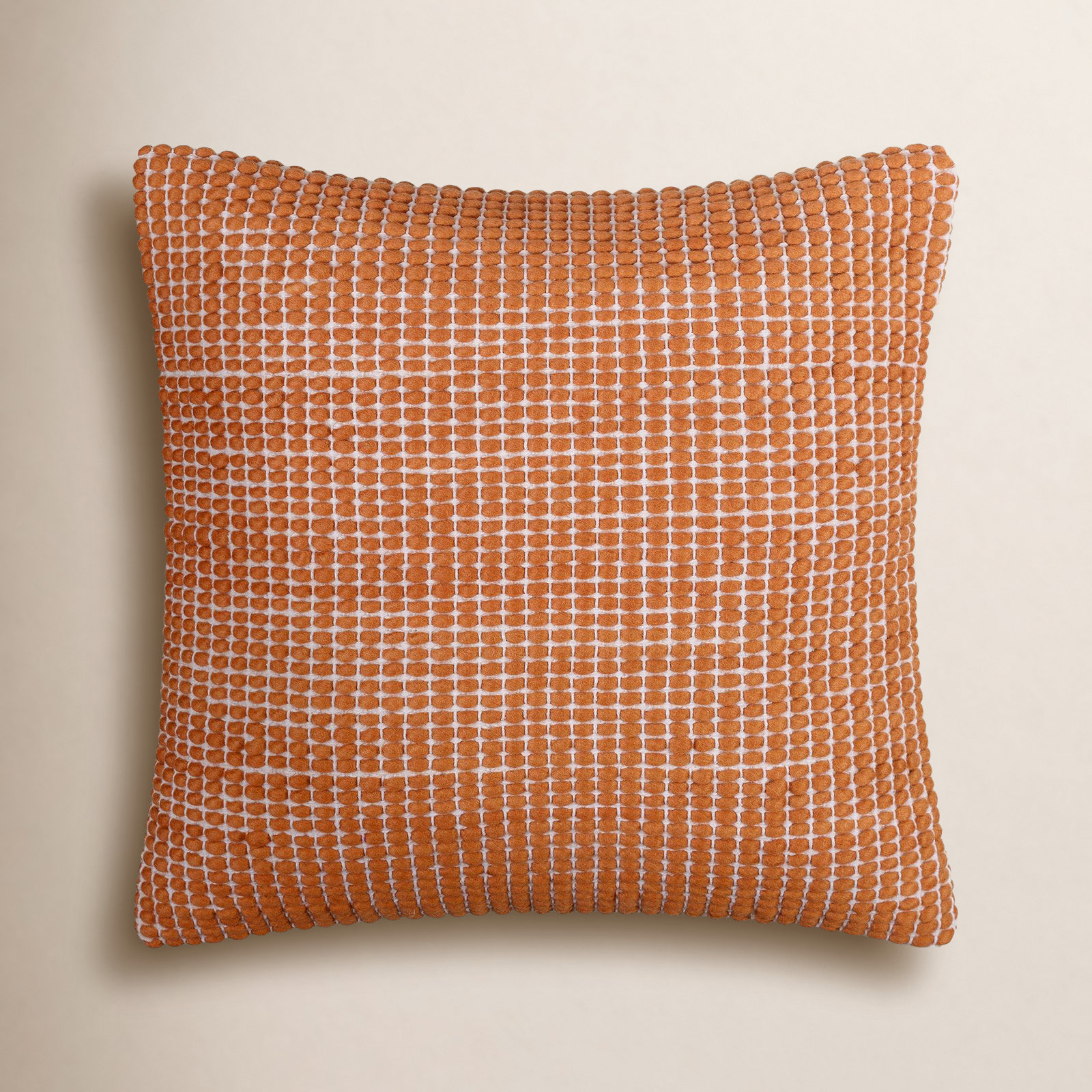 Waverly Wool Throw Pillow, Down, Rust, 20" x 20"