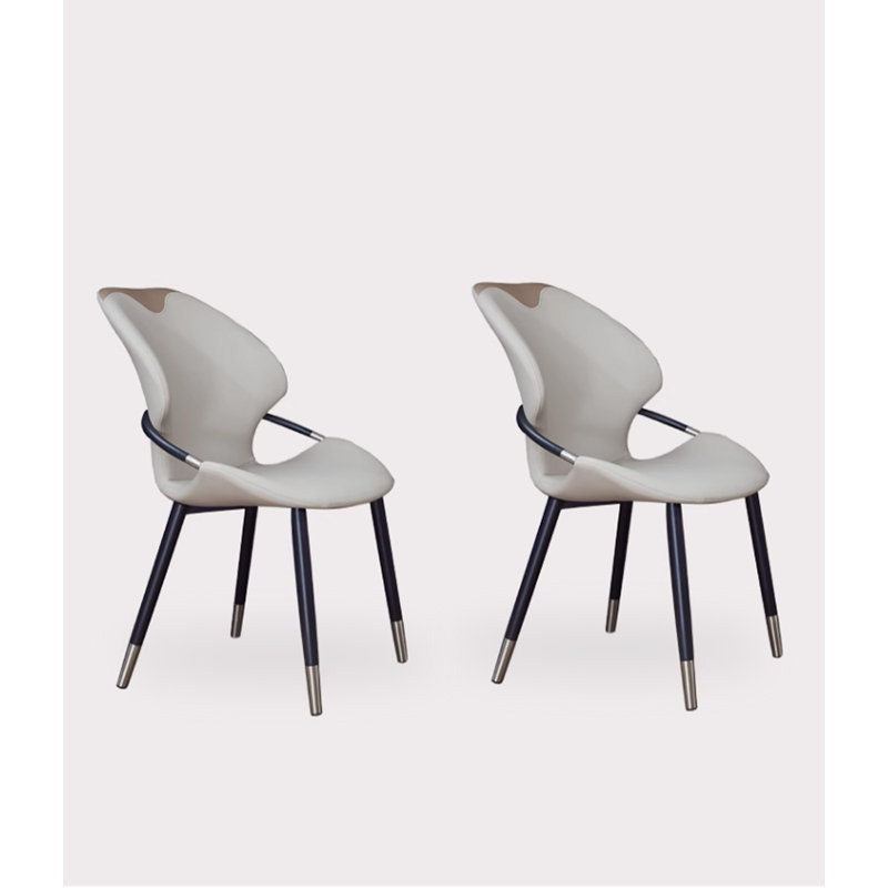 Chaise de salle à manger moderne en cuir de polyuréthane minimaliste, Blanc