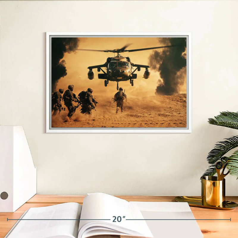 Bataille héliportée, Cadre flottant blanc, 13 po x 9 po