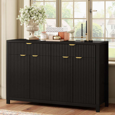 Wave Pattern Sideboard Cabinet With Drawers