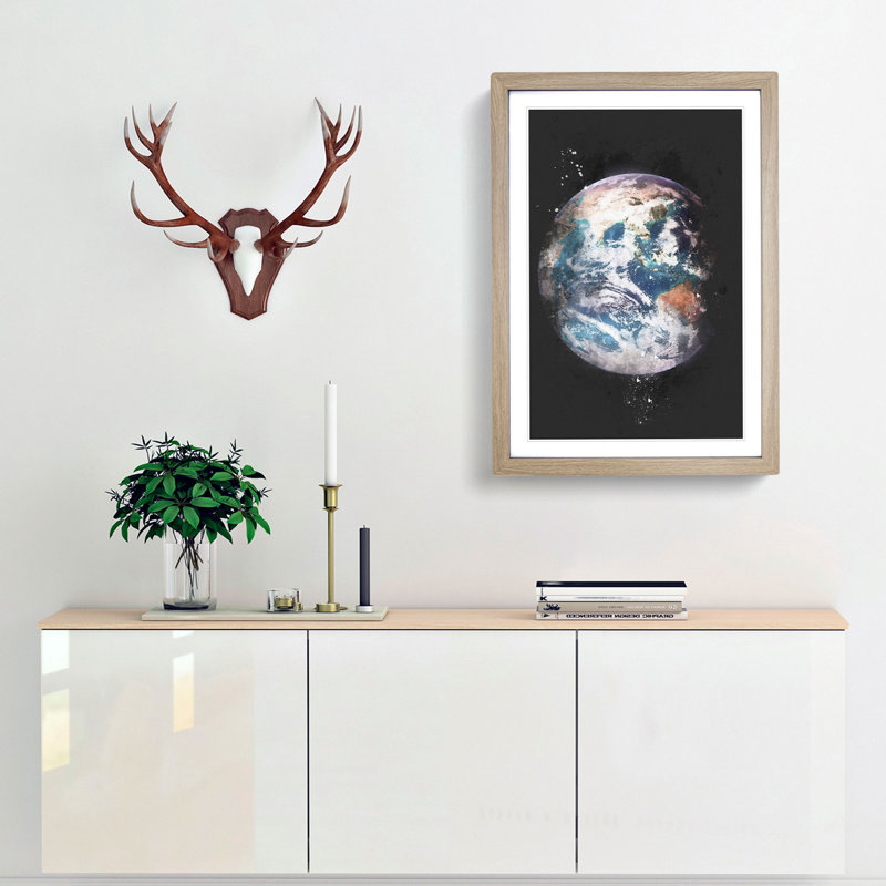 Planet Earth - Picture Frame Graphic Art Print, Oak Framed, 63cm H x 45cm W x 2cm D