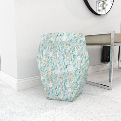 Table d'appoint en nacre multicolore faite à la main 16 po x 16 po x 19 po