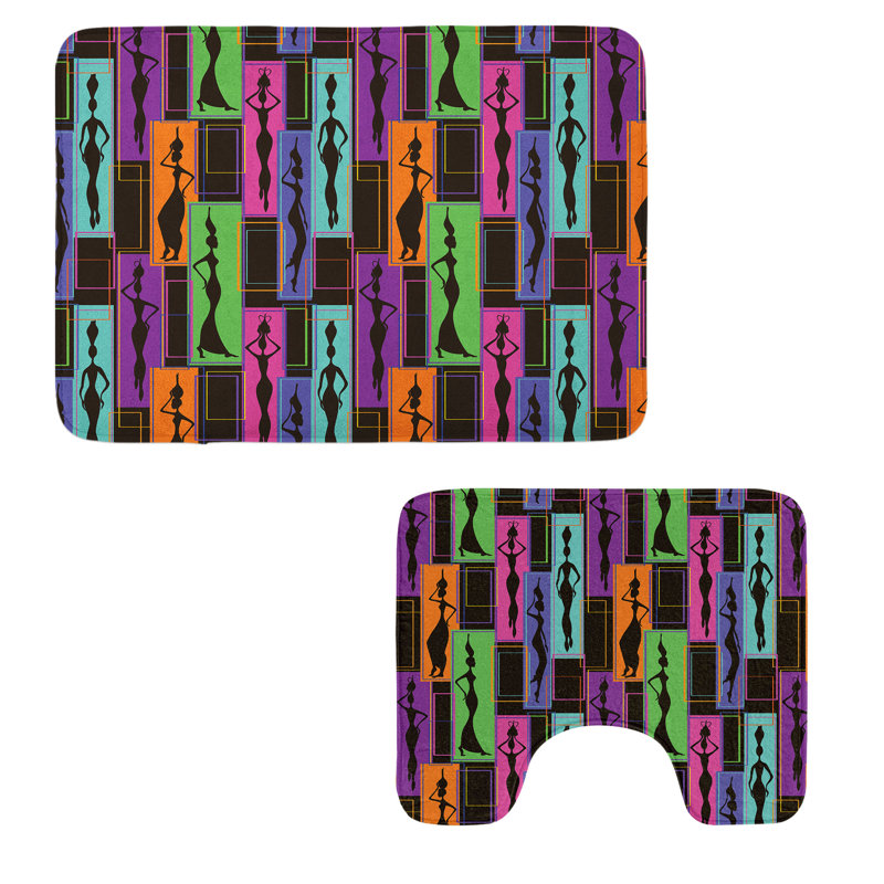  Multicolore tapis de salle de bain africain 2 pièces