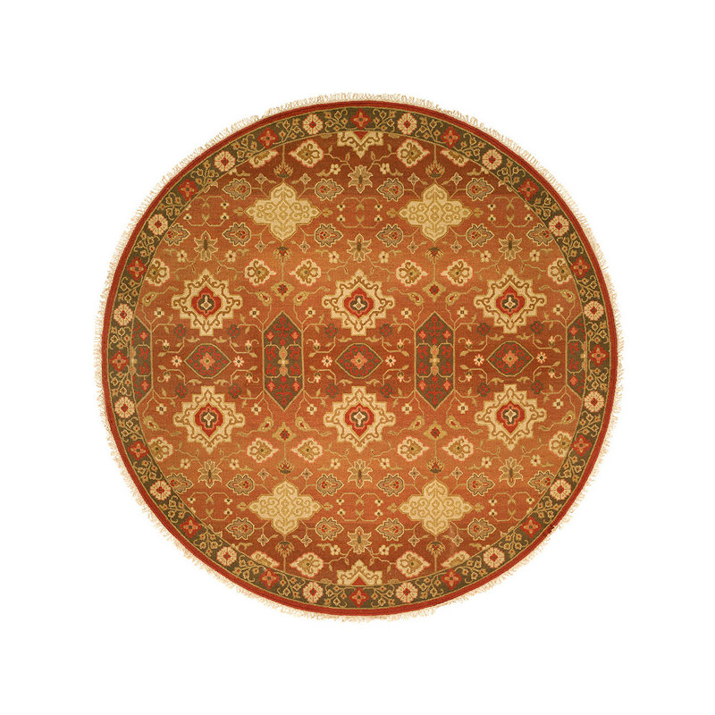Wool Oriental Area Rug in Rust/Ivory, Round 10'