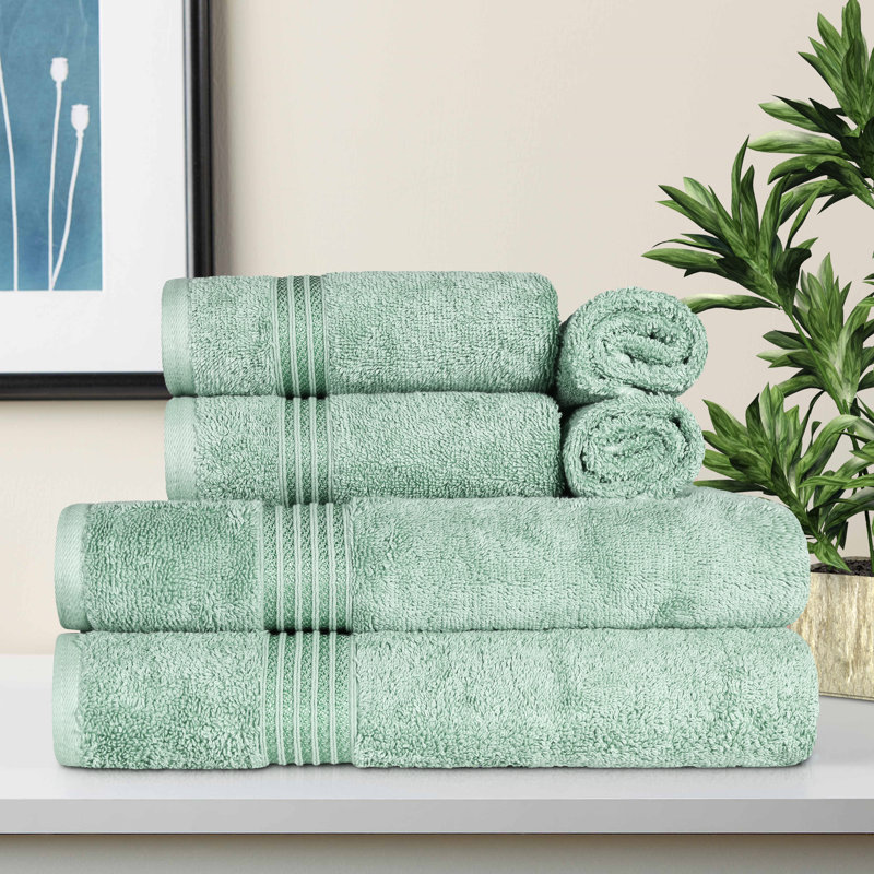 100% Standard Cotton Luxury Bathroom Towel (Set of 6), Green