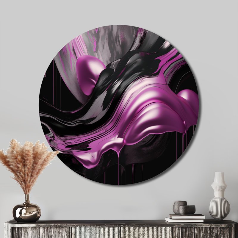 Captivating Marble Ii - Abstract Wall Decor On Metal, 16" W x 16" H, Pink