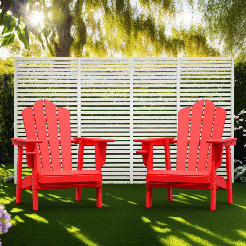 Ensemble de 2 chaises Adirondack en plastique PEHD résistant aux intempéries Devito (ensemble de 2), Rouge, Ensemble de 2