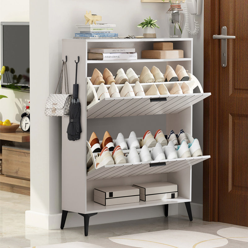 Armoire de rangement pour chaussures 16 portes, Blanc