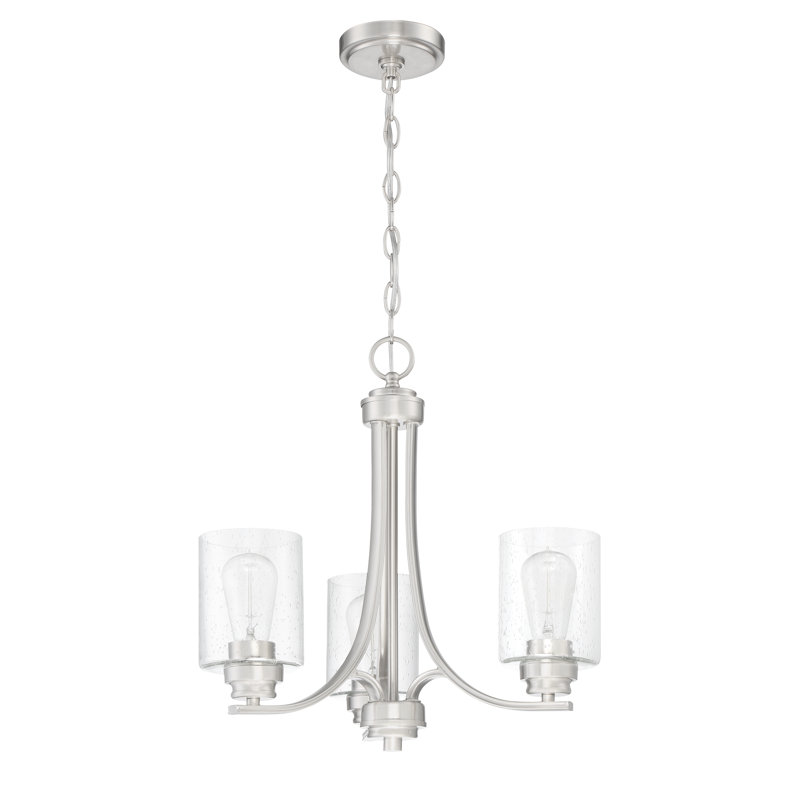 Lustre Empire à 3 lumières Stadium, Nickel poli brossé, Martelée transparente