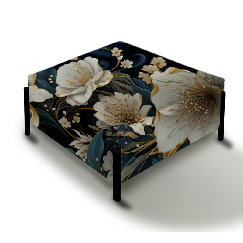 Motif floral rétro vintage glamour - grand repose-pieds carré floral