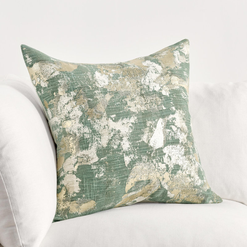 Square Pillow Cover & Insert, Green Abstract