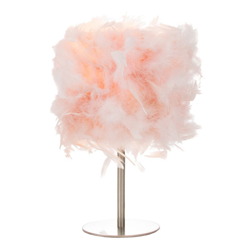 Wimmer Modern and Chic Real Feather Table Lamp with Base and Switch, Pink