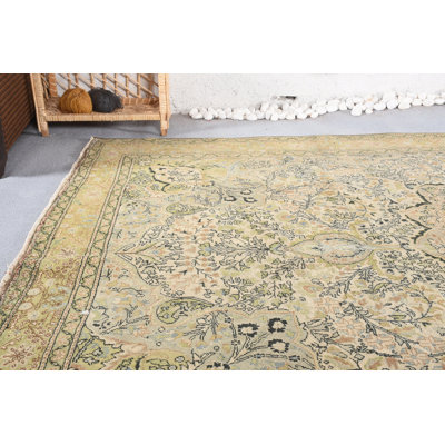 6.3x9.5 ft Large Rugs, Luxury Rugs, Floor Rugs, Green Oushak Rugs, Turkish Rugs, Vintage Rugs