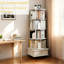 Bibliothèque rotative à 5 niveaux, bibliothèque rotative à 360 ° avec roulettes et tiroir, peu encombrante, petite bibliothèque rotative pour chambre à coucher, salon, maison, bureau-1284475538