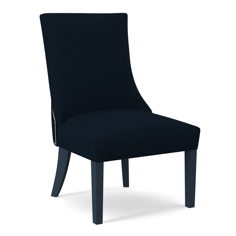 Chaise d'appoint rembourrée Tuxedo, Tissu performance bleu clair 0851-55, Finition marine