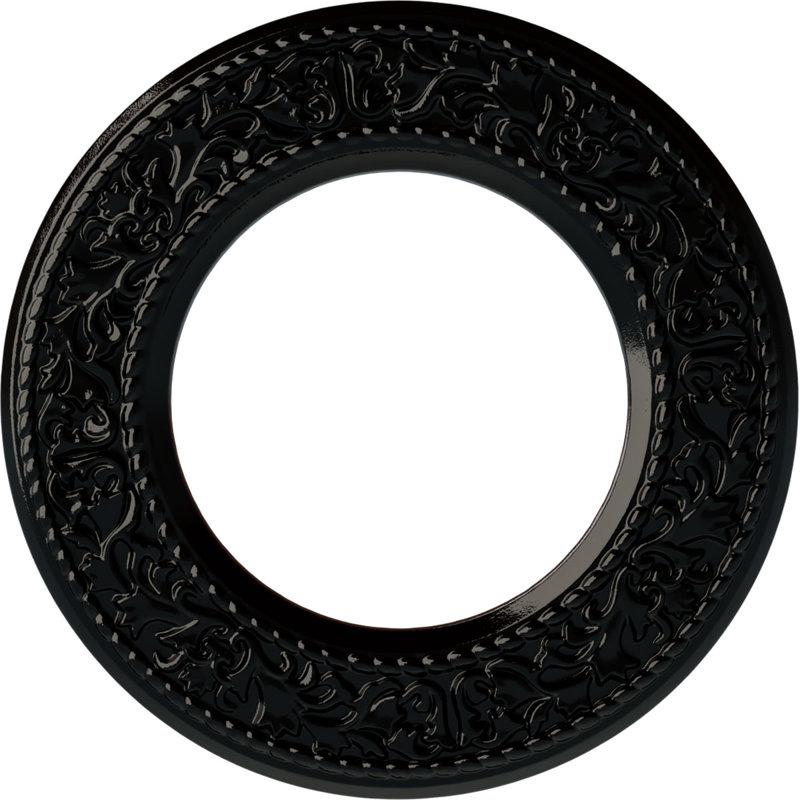 Endurathane Blackthorn Ceiling Medallion, 13 3/8"OD x 7 1/2"ID x 3/4"P (Fits Canopies up to 7 1/2"), Hand-Painted Black Pearl Finish