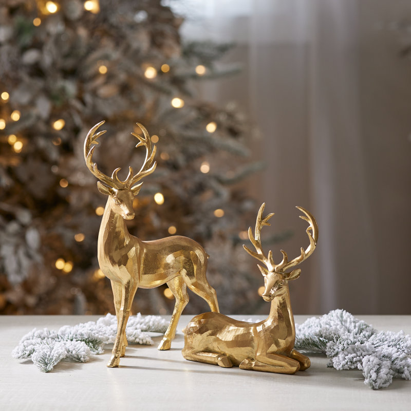 Figurine métallique cerf (ensemble de 2)