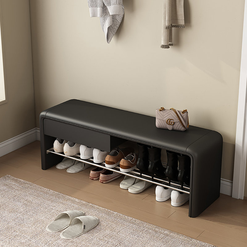Banc de rangement pour tabouret 47,2 po, Noir, noir, noir, noir
