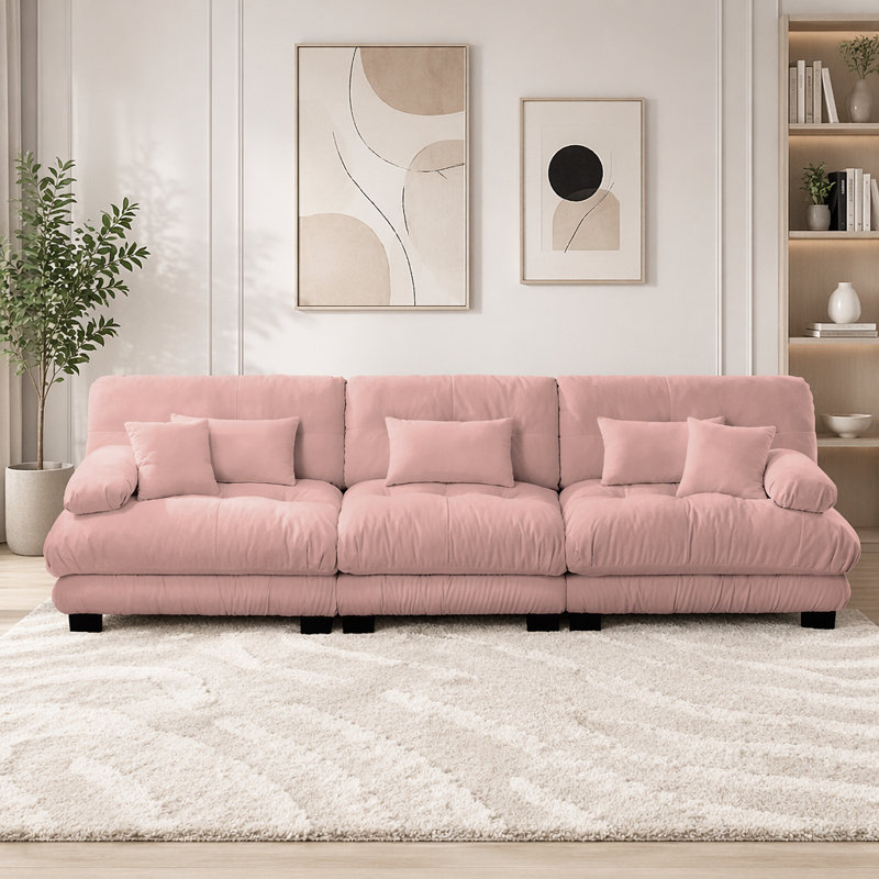 Canapé Cloud, canapé en chenille, Rose + 3 sièges