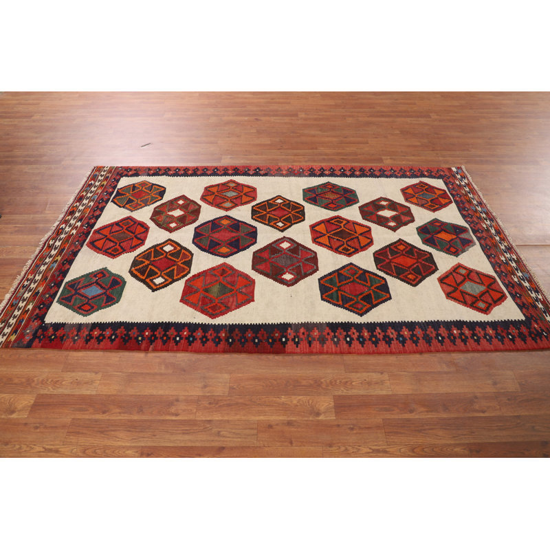 Tapis kilim ivoire à teinture végétale 4 x 7