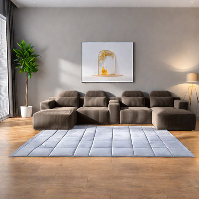 Canapés à compression modernes avec rangement, 6 sièges en velours côtelé modulaire pour la maison