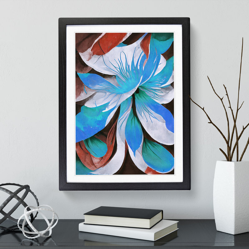 Abstract Flower No.5 - Framed Print, 64cm H x 46cm W x 2cm D, Black