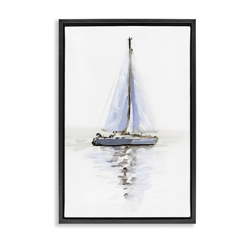 Toile flottante avec cadre réfléchissant Beach Sails par Victoria Barnes, H 25 po x l 17 po, Cadre flottant noir de jais
