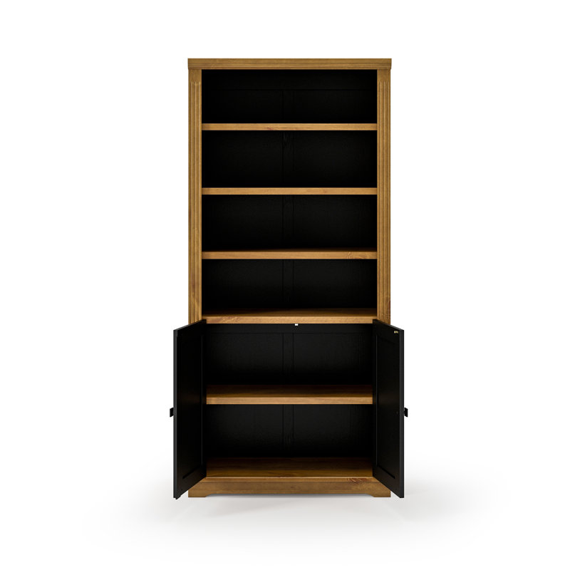 Bibliothèque de rangement de H 72 po x l 33 po Portland, Mocha / noir