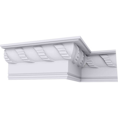 Endurathane Anise Crown Moulding, 4 3/4"H x 2 3/8"P x 5 1/4"F x 94 1/2"L, Factory Primed